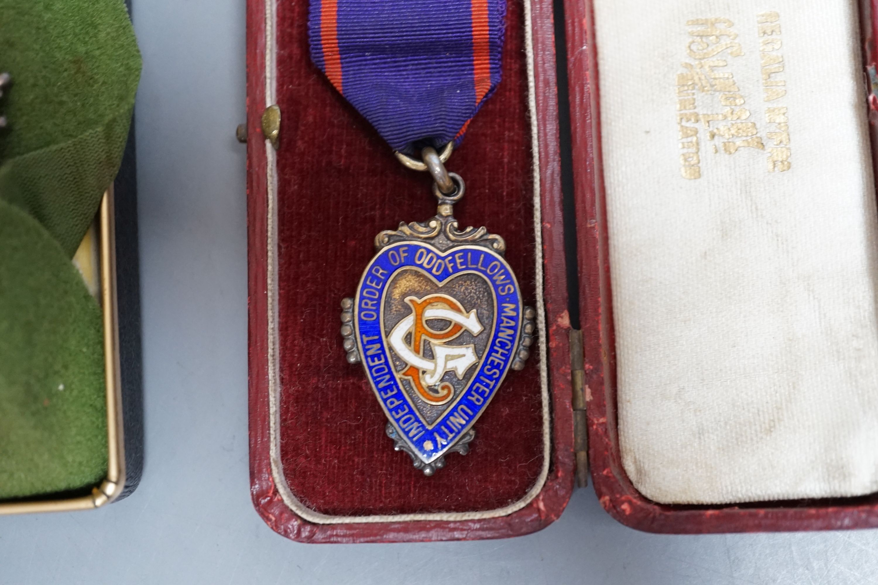 Two German badges & Oddfellows jewel